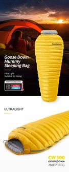 WHITE GOOSE DOWN MUMMY SLEEPING BAG