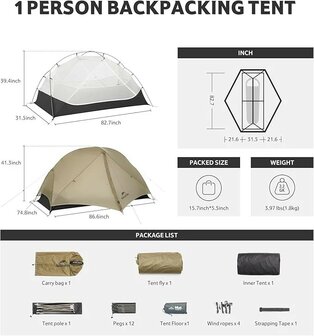 Naturehike Mongar UL 1 &ndash; Moon Rock Sand