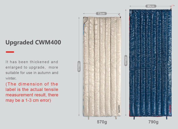 CWM400  envelope goose down sleeping bag 