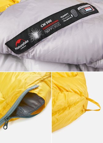 WHITE GOOSE DOWN MUMMY SLEEPING BAG