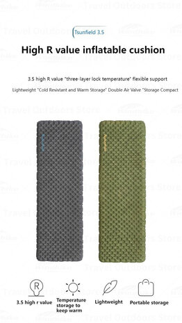 Ultra light Inflatable Sleeping Pad R value 3.5