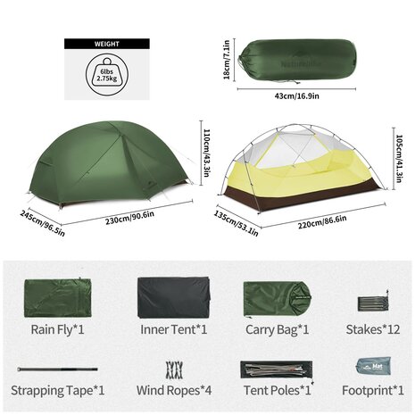 Mongar Base 210T 2P tent